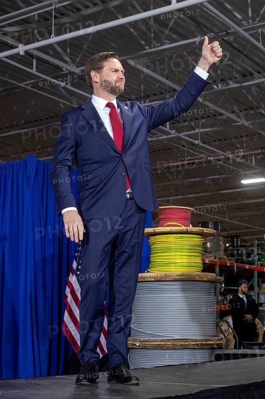 Auburn Hills, Michigan USA - 18 March 2026 - Vice President JD Vance visited EDSI, a manufacturing plant in a Detroit suburb, and spoke to a crowd of supporters