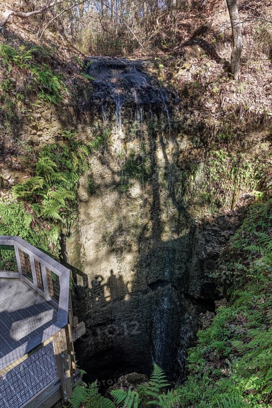 Waters of the highest waterfall in Florida fall into a deep sinkhole at Falling Waters State Park in Chipley, Florida