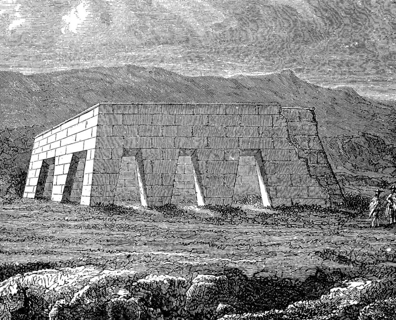 Ruins of the temple of Huiracochu, Wiraqucha, in the Inca Empire of Central America, Illustration from 1880, Historical, digital reproduction of an original from the 19th century