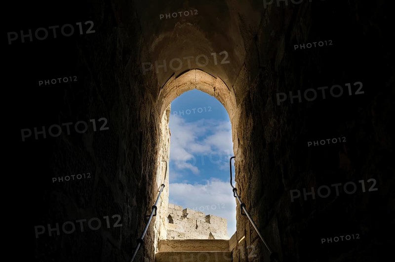 Jerusalem, Israel, scenic ramparts walk over walls of Old City with panoramic skyline views