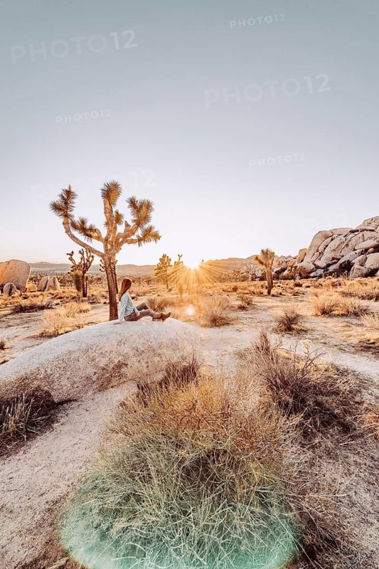 Woman at sunset in Joshua Tree National Park