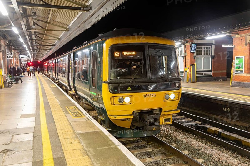 British Rail Class 165 Networker Turbo diesel multiple unit train, Westbury railway station, Westbury, Wiltshire, England, UK