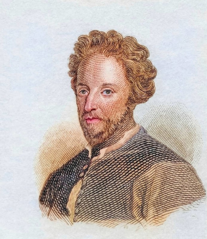 John Fletcher, (born December 1579 in Rye, Sussex, England, died August 1625) was an English playwright, coloured woodcut from Crabbe's Historical Dictionary from 1825, Historical, digital reproduction