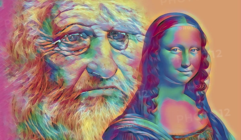 Leonardo da Vinci, 1452 - 1519, Italian painter, sculptor, architect and engineer, the painting la Gioconda, Mona Lisa, digitally edited