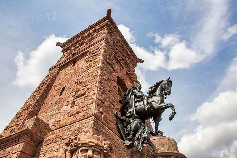 The Kyffhäuser Monument, also known as the Barbarossa Monument, is a monument to Kaiser Wilhelm in the Kyffhäuser Mountains on the site of the former Imperial Castle, 13 August 2014, Bad Frankenhausen, Germany