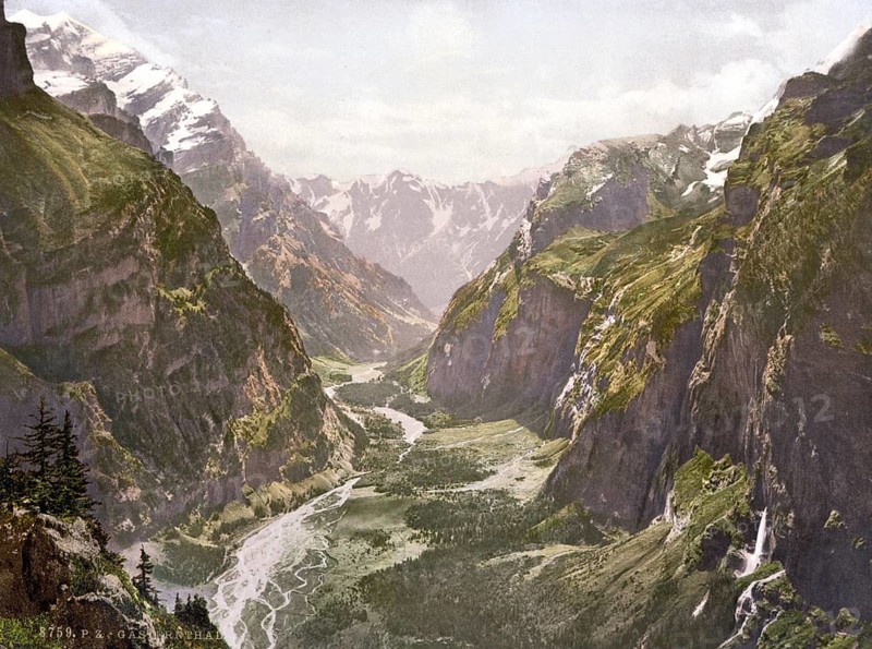 Gasternthal, Bernese Oberland, Switzerland, Historic, digitally restored reproduction from a 19th century original, Record date not stated, Bernese Oberland, Switzerland, Historic, digitally restored reproduction from a 19th century original, Record date not stated