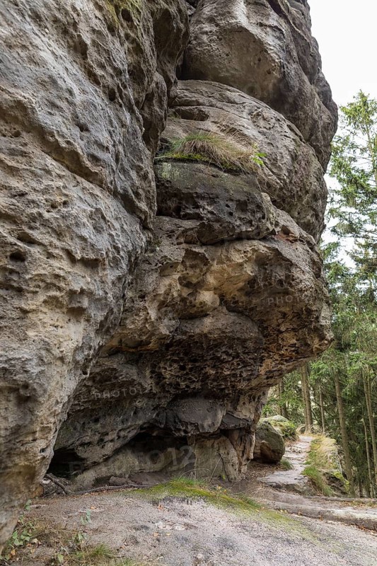 Gratz Caves, rocky landscape on Mount Töpfer in the Zittau Mountains, Saxony, Germany