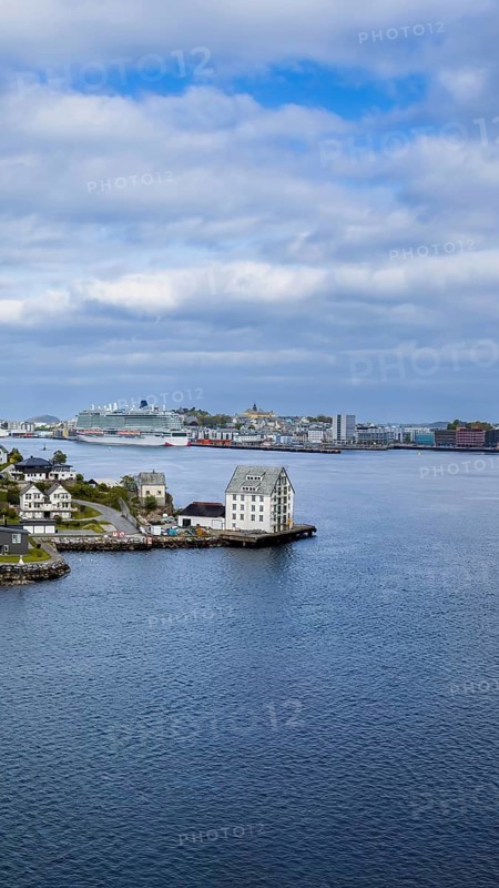 Alesund, port town in Norway famous for Art Nouveau architecture, fjords and scenic landscapes