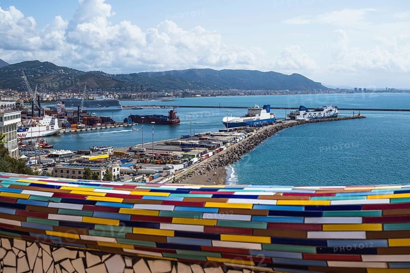 Port in Salerno from Vietri sul Mare, Amalfi Coast, Salerno, Campania, Italy, Europy