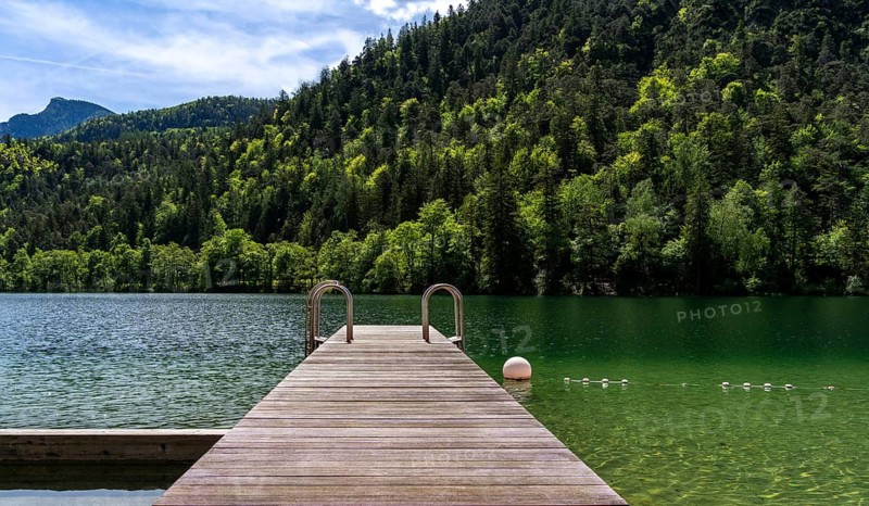 Swimming pool at Lake Thumsee, Bad Reichenhall, Bavaria, Germany