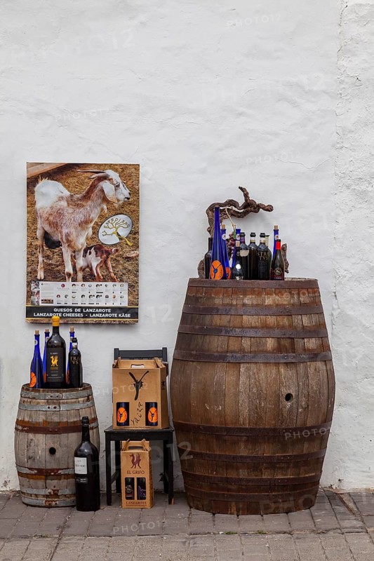 Decoration and advertising in front of a shop, old town of Teguise, Lanzarote, Canary Islands, Canary Islands, Spain