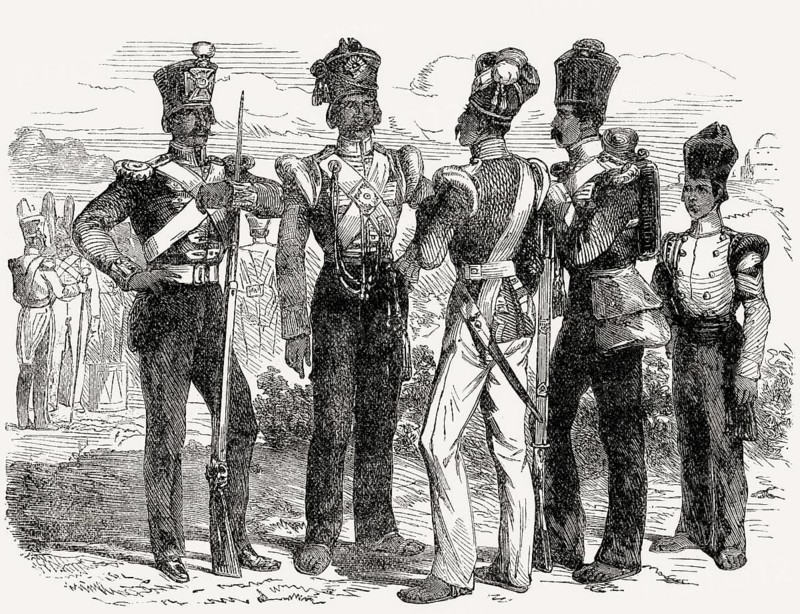 Indian sepoys, Anglo-Persian War, 1856, 1857