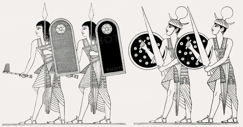 Sherden as bodyguards of Ramesses II, ancient Egyptian Pharaoh, Egypt