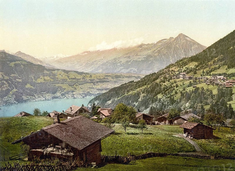 St. Beatenberg und der Niesen, Bernese Oberland, Switzerland, Historic, digitally restored reproduction from a 19th century original, Record date not stated, Saint Beatenberg and the Niesen, Bernese Oberland, Switzerland, Historic, digitally restored reproduction from a 19th century original, Record date not stated