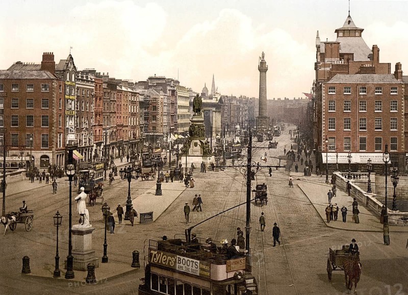 Sackville Street and O'Connell Bridge, Dublin, Ireland, Historic, digitally restored reproduction from a 19th century original, Record date not stated
