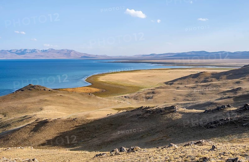 Mountain landscape with Lake Song Kul, Naryn region, Kyrgyzstan