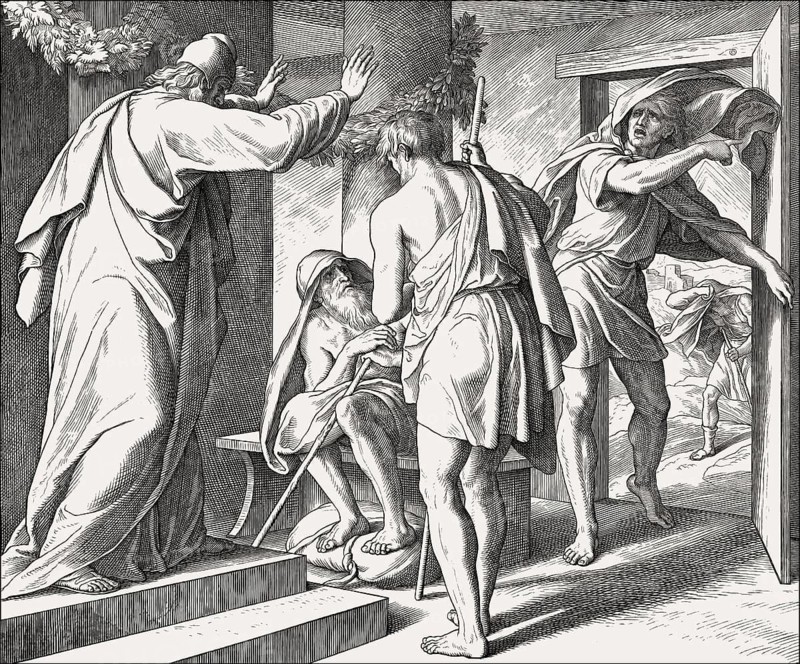 Messengers to Job, Old Testament, by Julius Schnorr von Carolsfeld