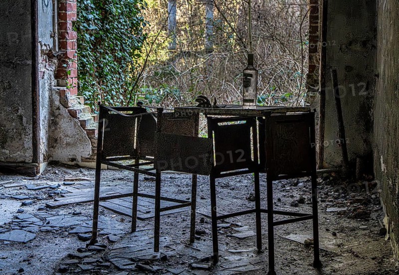 Interior view, former Alpine house on the historic site of the tuberculosis sanatorium in Beelitz, Brandenburg, Germany