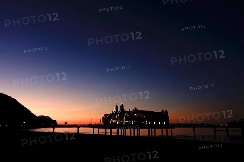 Sellin pier, sunset, Rügen, Mecklenburg-Western Pomerania, Germany