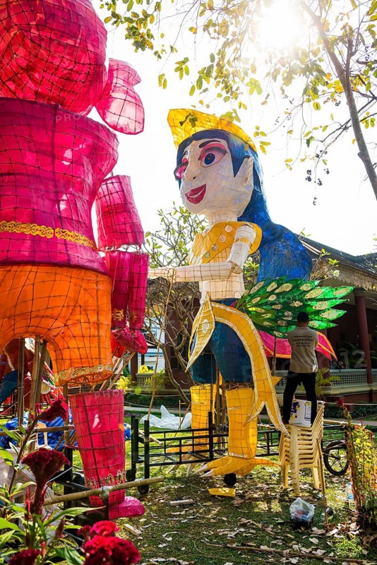 Building giant figures for a parade, Siem Reap, Cambodia, Southeast Asia
