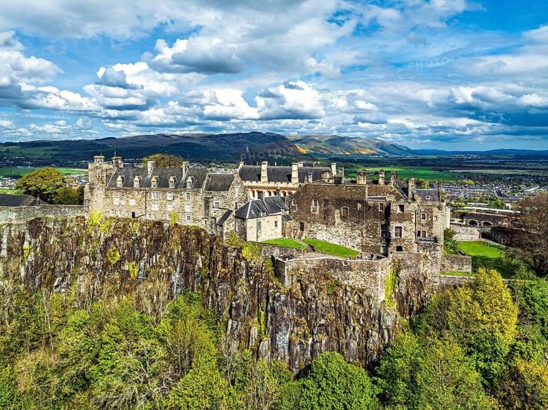 Stirling Castle from a drone, Stirling, Scotland, England, United Kingdom