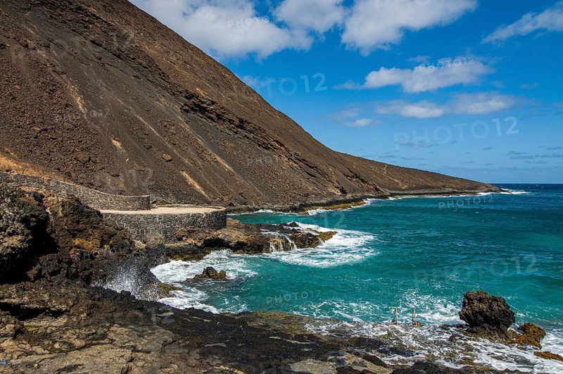 Coast with pebbles and rocks. San Vincente. Cabo Verde. Africa