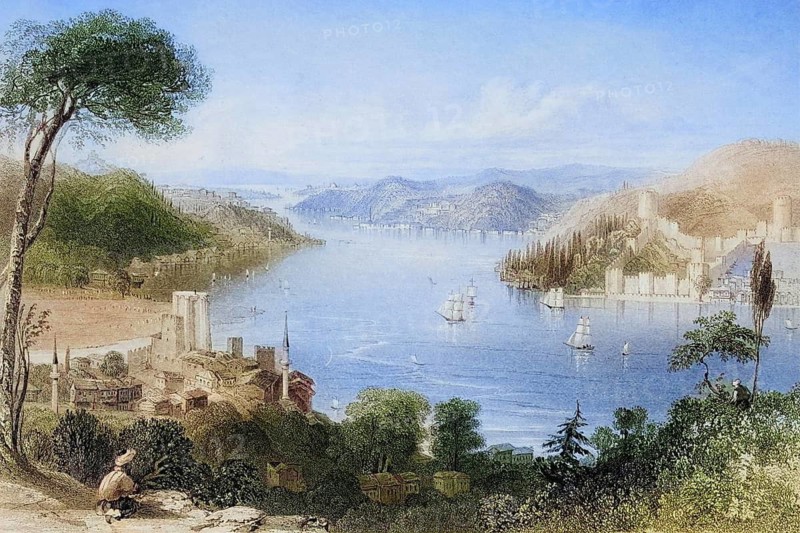 The Straits of the Bosporus, c. 1830, Turkey, Historical, digitally restored reproduction from a 19th century original, Record date not stated