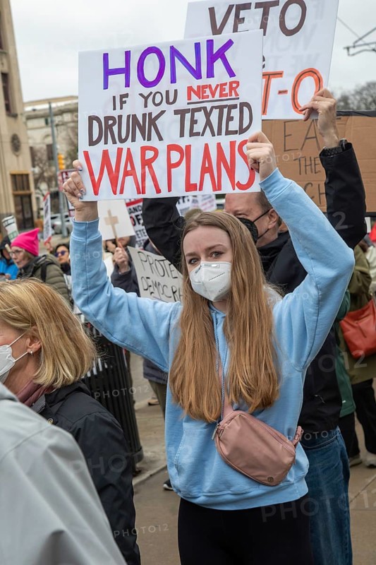 Detroit, Michigan USA - 5 April 2025 - A 'Hands Off' demonstration protests the Trump Administration's cuts to government programs. It was one of hundreds of coordinated protests across the United States