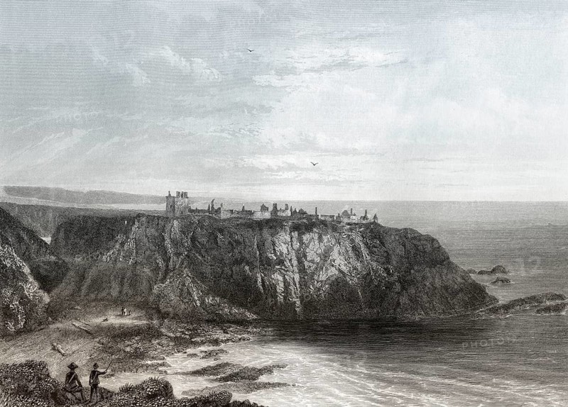 Dunnottar Castle, a ruined medieval fortress, near Stonehaven, Scotland, United Kingdom