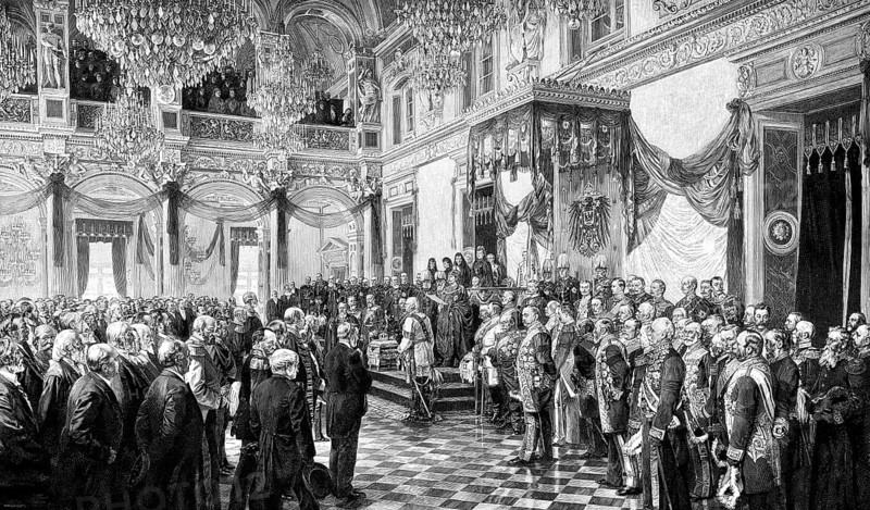 The opening of the German Reichstag, Emperor Wilhelm II., 1888, Berlin, Germany, Die Eröffnung des Reichstages im Weißen Saal des Königlichen Schlosses zu Berlin durch Kaiser Wilhelm II. am 25. Juni 1888