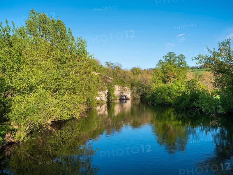 Spring by the river Saale in the Saale valley not far from Jena, Thuringia, Germany