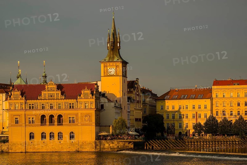 Bedrich Smetana Museum in the former waterworks, behind it the Old Town Water Tower, Smetana Quay, Old Town, Prague, Bohemia, Czech Republic, Czech Republic