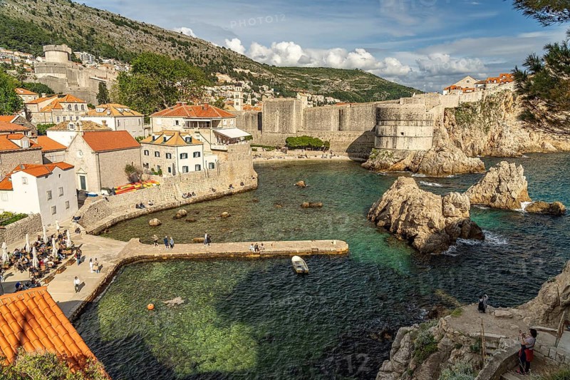 Bokar Fortress, Kolorina Bay and city walls in Dubrovnik, Croatia