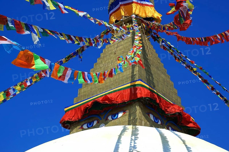 Nepal. landlocked country in the Himalayas, Kathmandu, Bodnath, Boudnath, stupa, colorful flags, Boudhanath stupa, Bodnath stupa, rural suburb of Kathmandu, religion, Buddhism, Bodnath, Kathmandu, Nepal