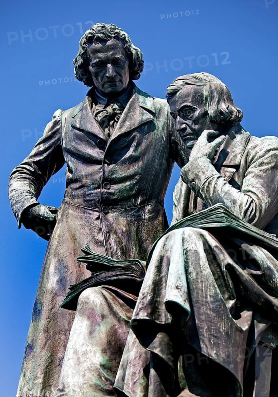 Brothers Grimm National Monument, Neustädter Marktplatz, starting point of the German Fairy Tale Route, Hanau, Hesse, Germany