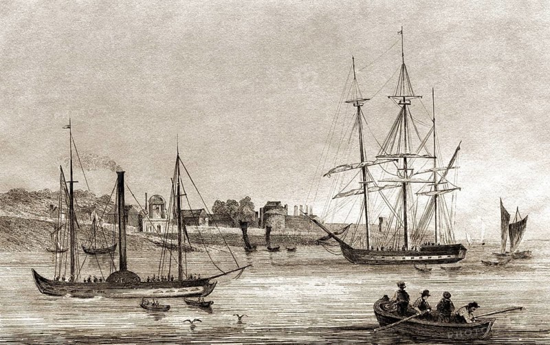 Tilbury Fort, Tilbury, Essex, England, Segelboote, 19. Jahrhundert