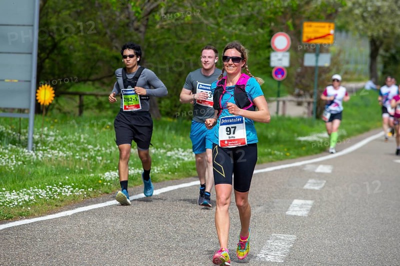 Bad Dürkheim, 07 April 2024: Runners at the 13th German Wine Route Marathon