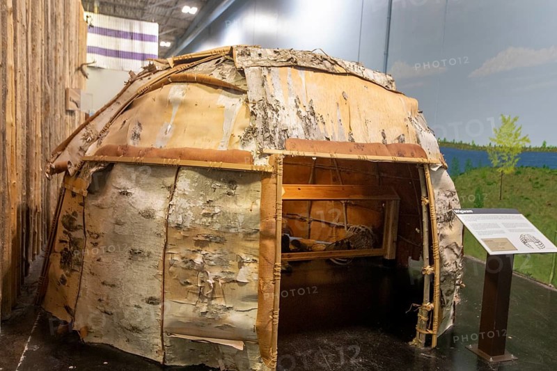 Monroe, Michigan - A wigwam on display at the River Raisin National Battlefield Park. The park commemorates key battles in the War of 1812. The park's education center documents the lives of settlers and Native Americans who lived there in the early 1800s
