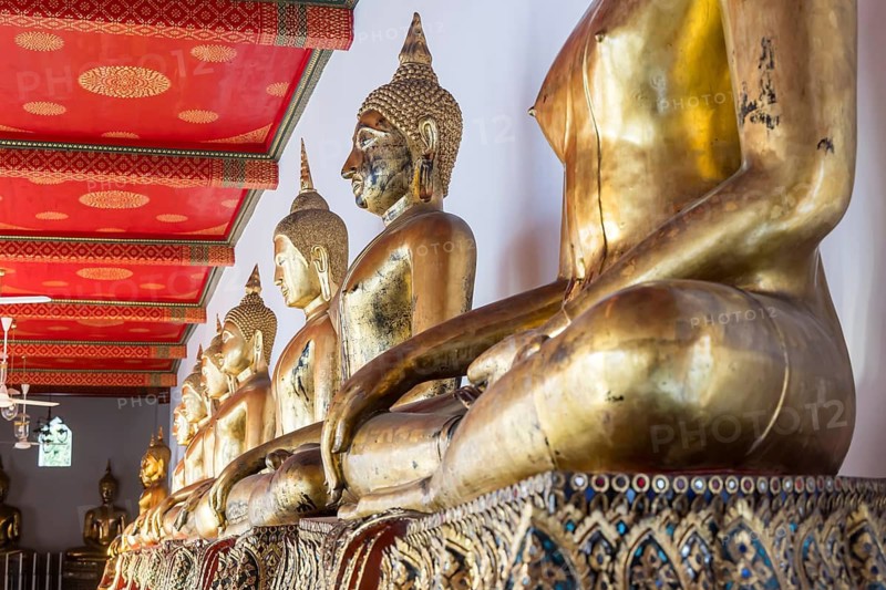 Wat Pho temple in Bangkok near the Grand Palace, Buddhist monastery with hundreds of Buddha statues. Bangkok, Thailand