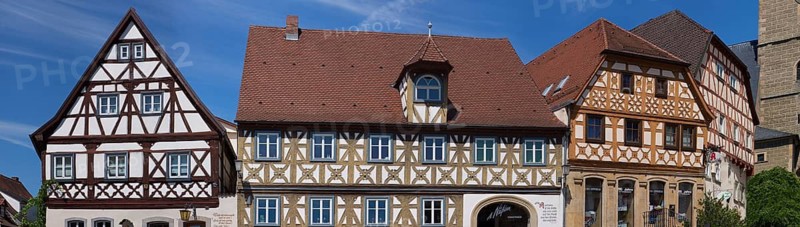 Historic half-timbered houses on the market square, Zeil am Main, Lower Franconia, Bavaria, Germany