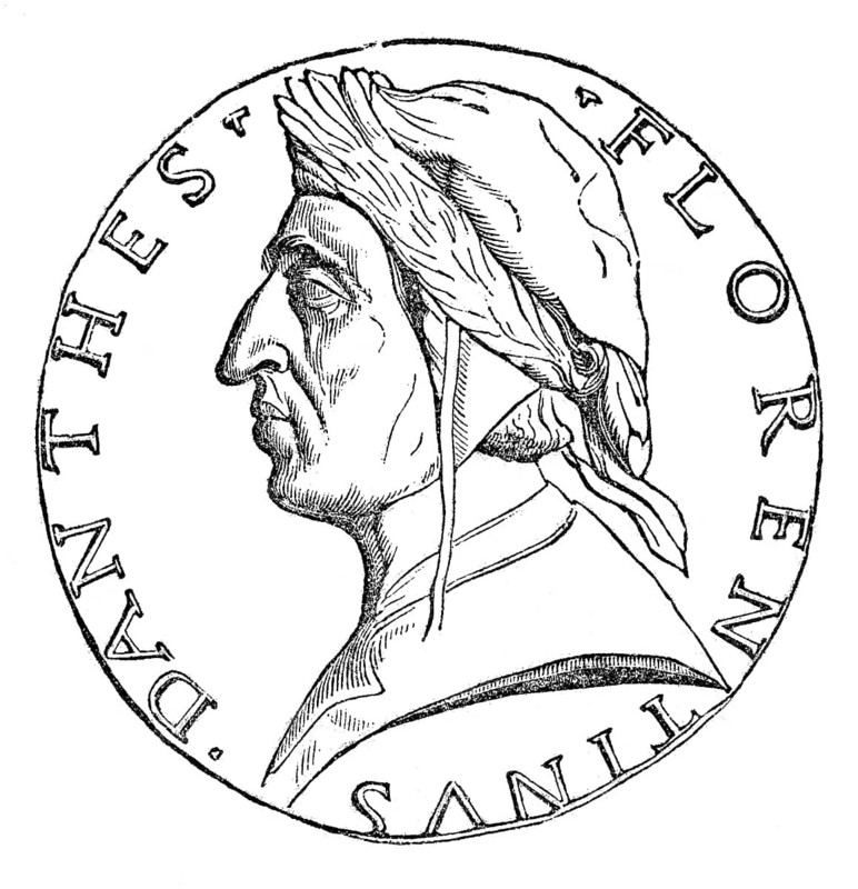 A Florentine florin with the portrait of Dante Alighieri, 1265 - 1321, an Italian poet and philosopher