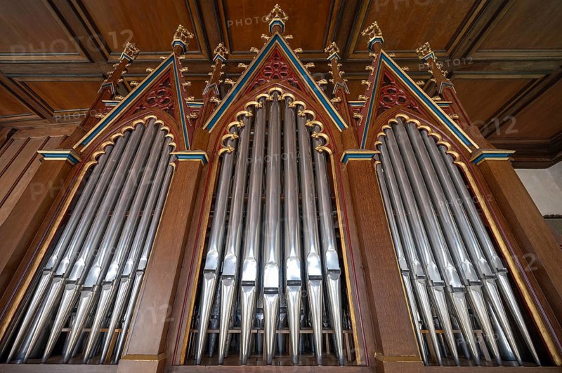 Organ with neo-Gothic case from 1899, Gothic St Mary's Church, Kalbensteinberg, Middle Franconia, Bavaria, Germany