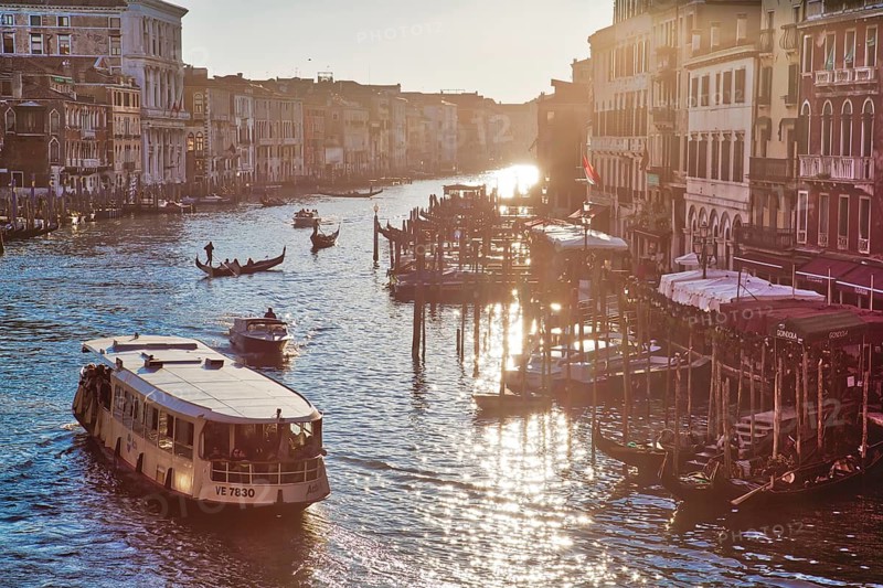 Venice, Italy-20 April, 2018: Landmark Rialto Bridge, one of the most visited Venice landmark locations