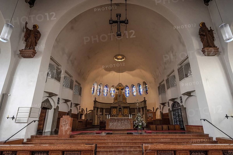 Chancel of St Otto's Church, built from 1912 to 1914 in Art Nouveau style, Siechenstraße 61, Bamberg, Upper Franconia, Bavaria, Germany