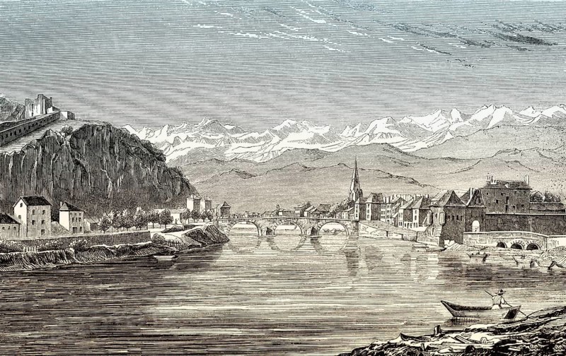 Old view of Grenoble, 19th century