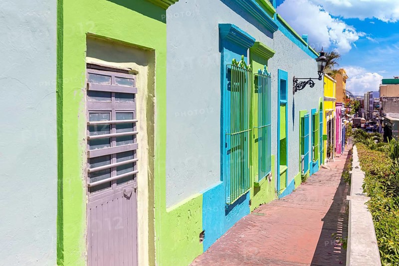 Mazatlan, Mexico, Colorful colonial streets in historic city center near Malecon and tourist destinations