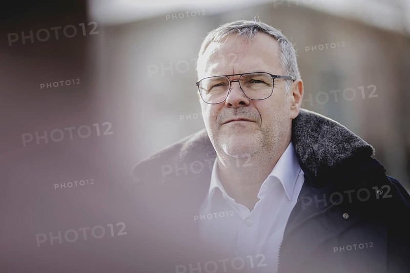 Jörg Dittrich, President of the German Confederation of Skilled Crafts, pictured as part of a protest action by the German Confederation of Skilled Crafts in front of the Federal Chancellery in Berlin, 26 February 2024. The German Confederation of Skilled Crafts demonstrates against the economic policy of the Federal Government as well as the high level of bureaucracy and the improvement of location conditions