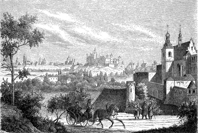 View of Krakow in Poland, in 1877, Historical, digital reproduction of an original from the 19th century