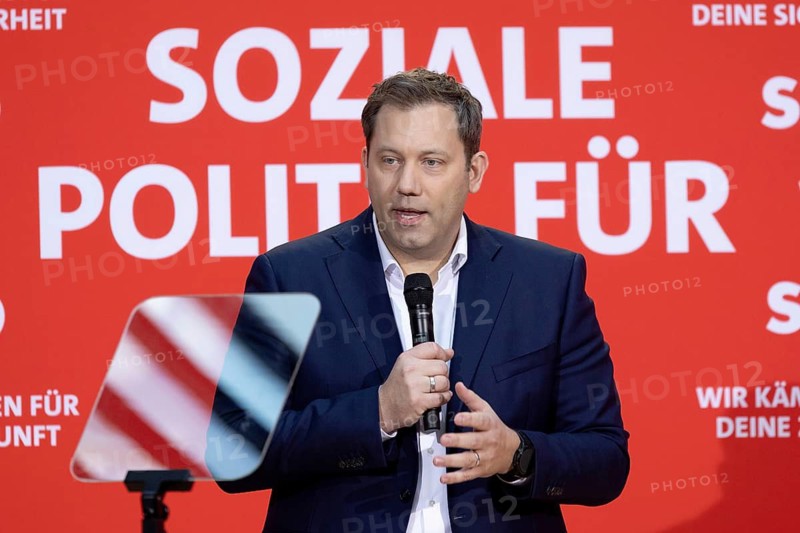 Berlin, Germany - 30 November 2024: Lars Klingbeil, Co-Chairman of the SPD, speaks at the Willy Brandt House during the so-called Election Victory Conference at the start of the Bundestag election campaign