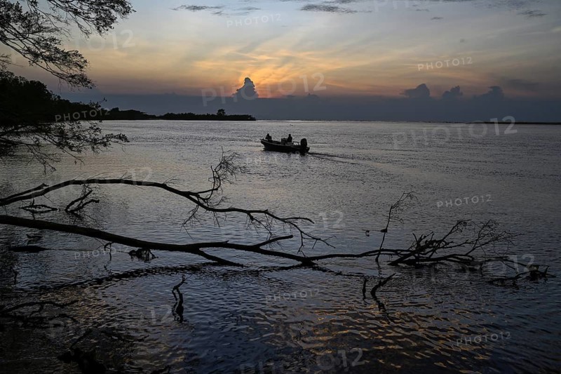 Loango Lodge excursion boat, Iguéla Lagoon, Loango National Park, Parc National de Loango, Ogooué-Maritime Province, Gabon